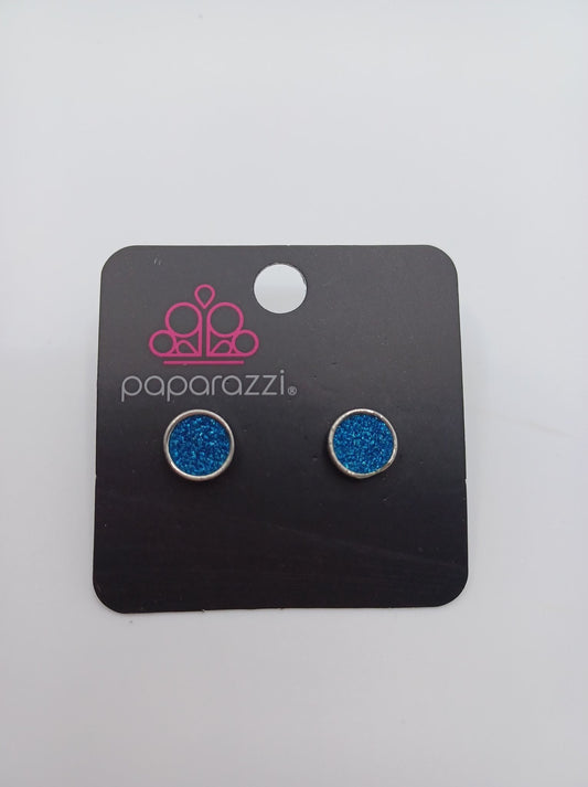 Blue Glitter Flat Earrings