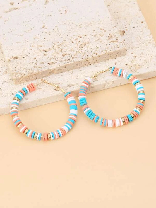 Clay Disc Design Hoop Earrings