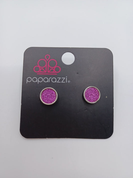 Purple Glitter Flat Earrings