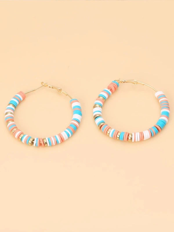 Clay Disc Design Hoop Earrings