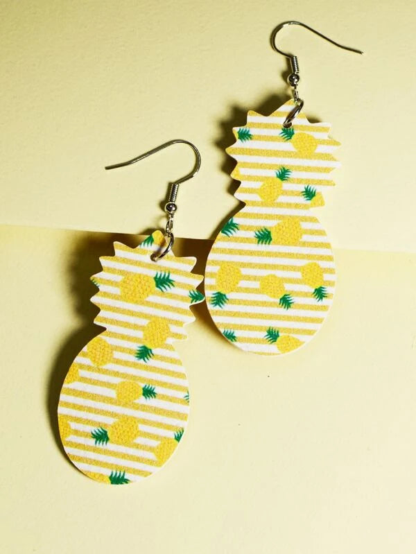 White & Yellow Striped Pineapple Earrings