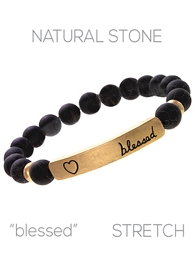 Black "Blessed" Bracelet