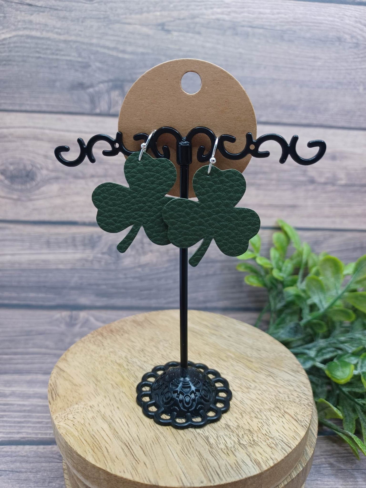 Deep Green Mini Shamrock Shaped Earrings