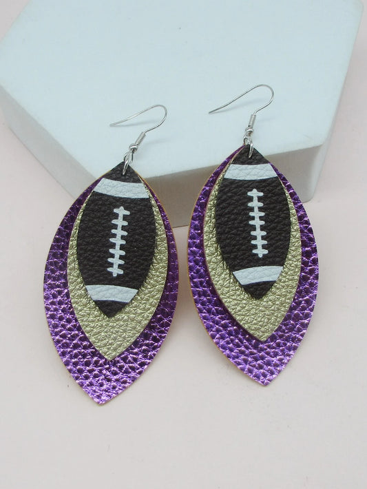Purple & Gold Football Earrings