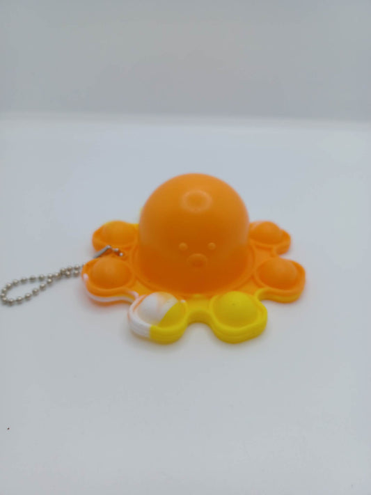 Orange w/ Yellow & White Octopus Pop-it Keychain