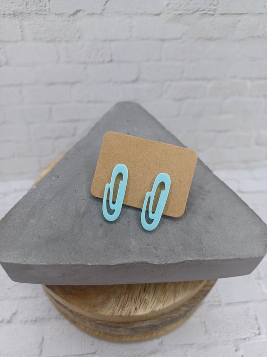 Teal Paperclip Earrings