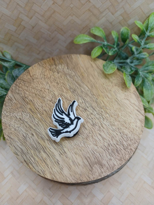 White Outlined Bird Shoe Charm Accessory