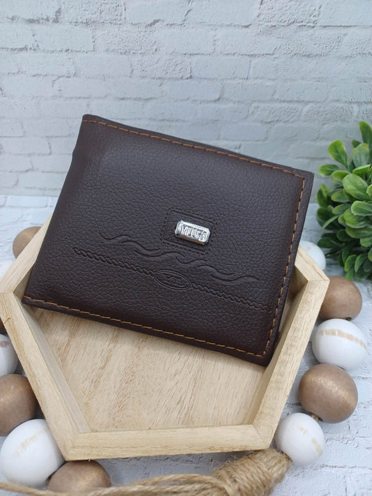 Brown Stitched Wallet w/ Silver Embellishment
