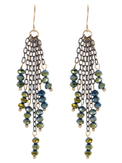 Oil Spill Beaded Tassel Style Earrings