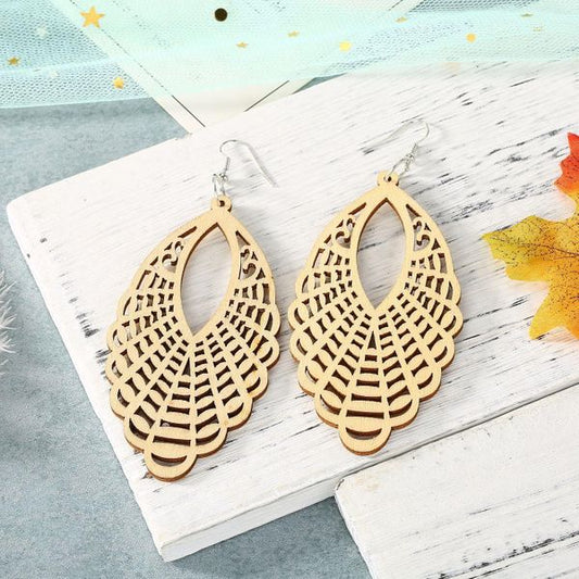 Tan Wooden Cutout Earrings