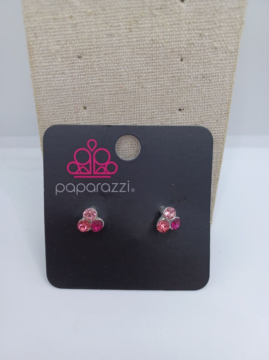 Triple Pink Rhinestone Earrings