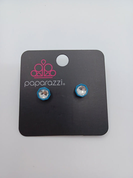 Blue Geometric Rhinestone Earrings