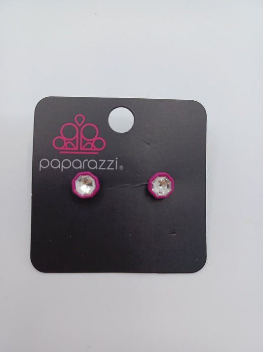 Pink Geometric Rhinestone Earrings
