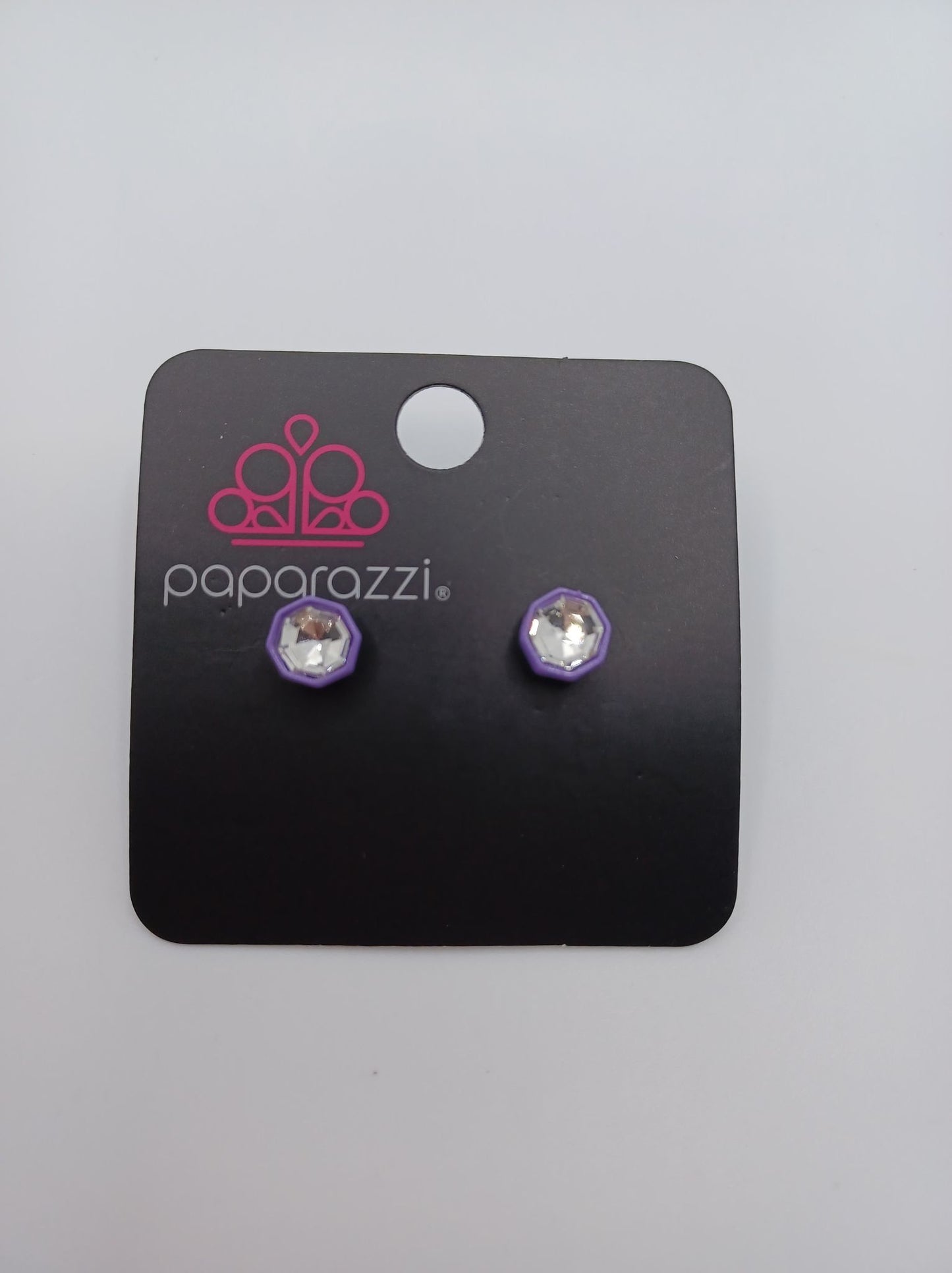 Purple Geometric Rhinestone Earrings