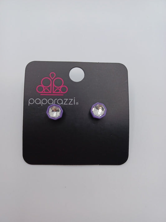 Purple Geometric Rhinestone Earrings