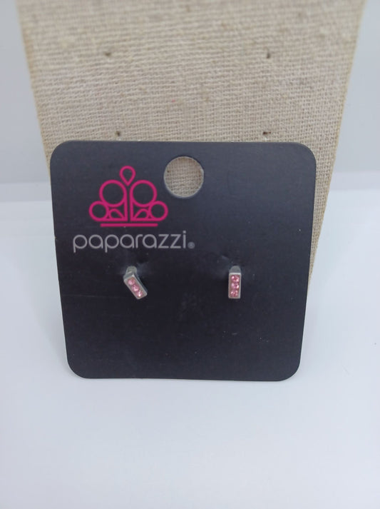 Light Pink Triple Rhinestone Bar Earrings
