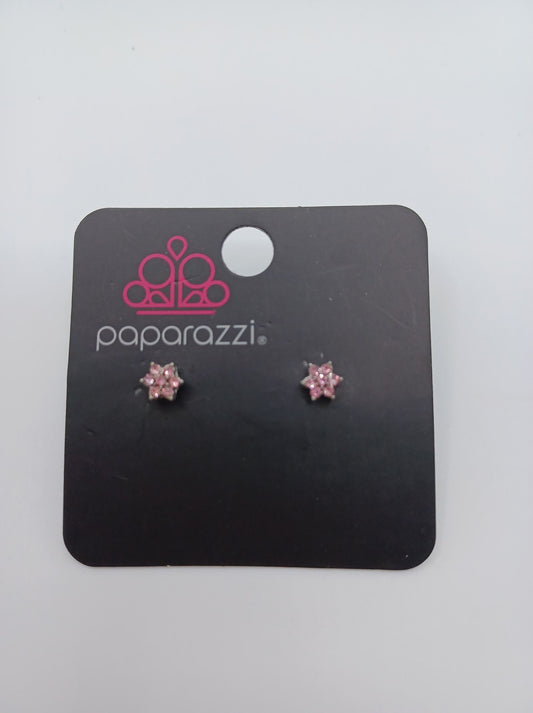 Light Pink Rhinestone Flower Earrings