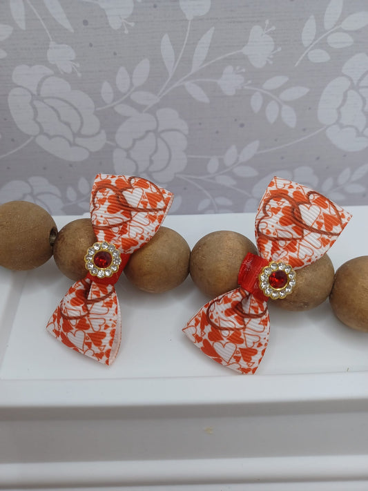 Red Heart Patterned Hair Accessory Set