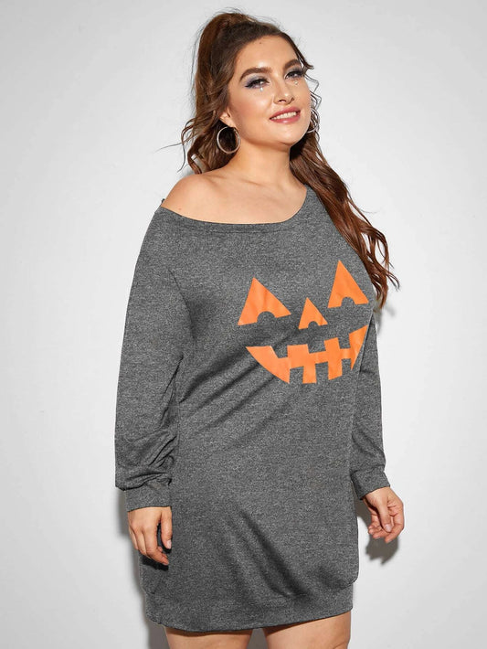 Grey Jack O' Lantern Sweater Dress