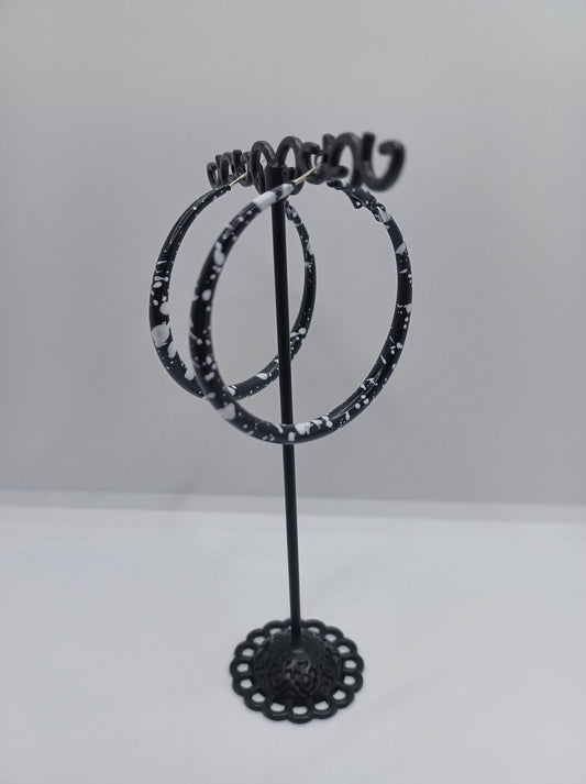 Black & White Spotted Hoop Earrings