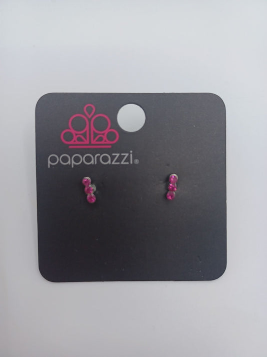 Hot Pink Triple Rhinestone Bar Earrings