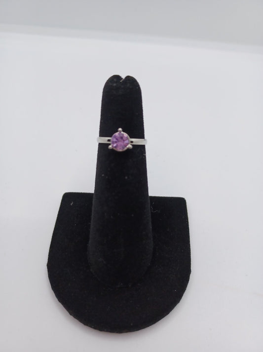 Silver Ring w/ Purple Rhinestone