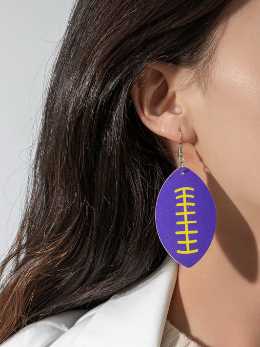 Blue & Yellow Reversible Football Earrings