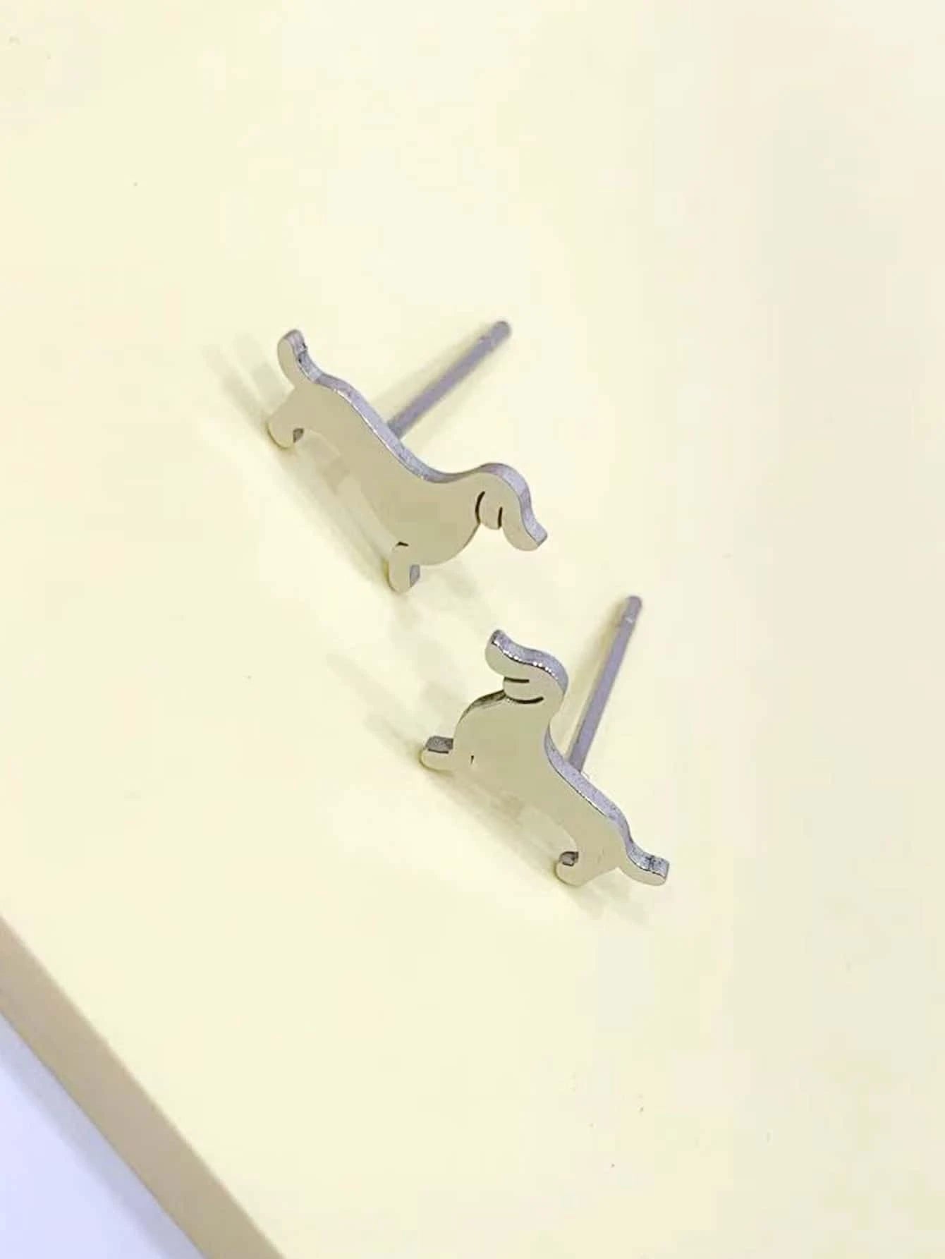 Silver Wienie Dog Earrings