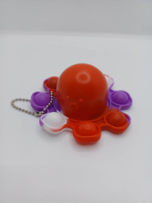 Red w/ Purple & White Octopus Pop-it Keychain