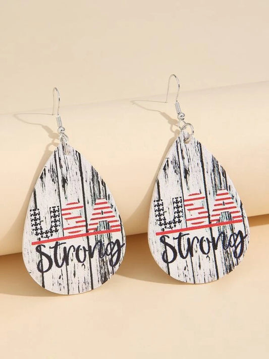 USA Strong Leather Style Earrings