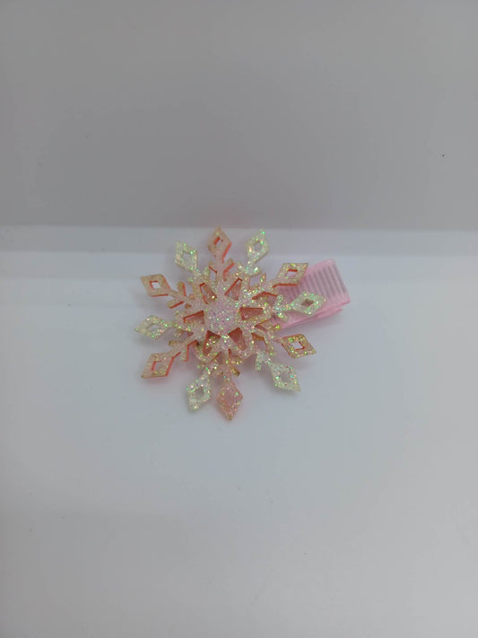 Pink & White Snowflake Hair Accessory