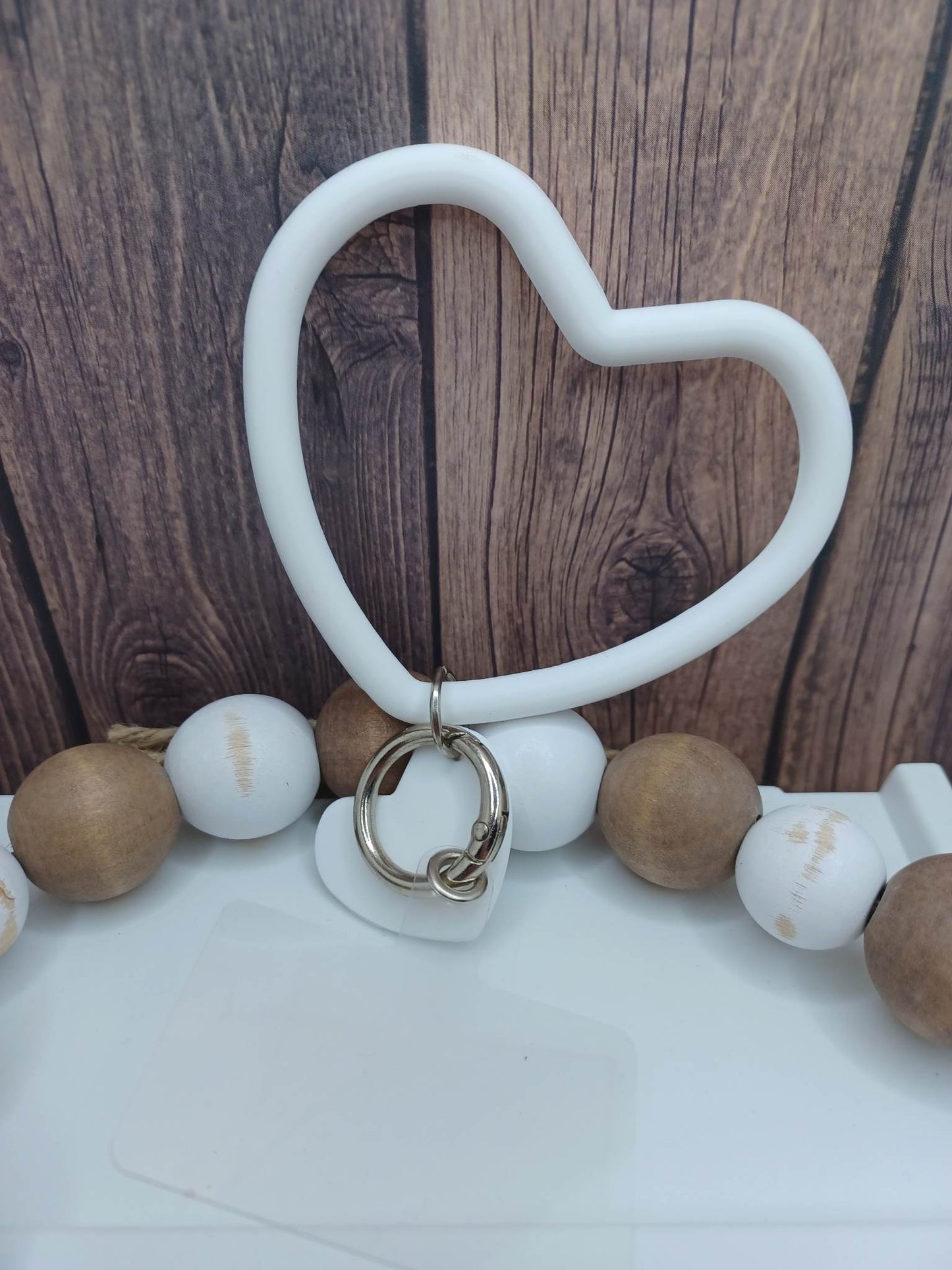 White Heart Phone Accessory Wristlet