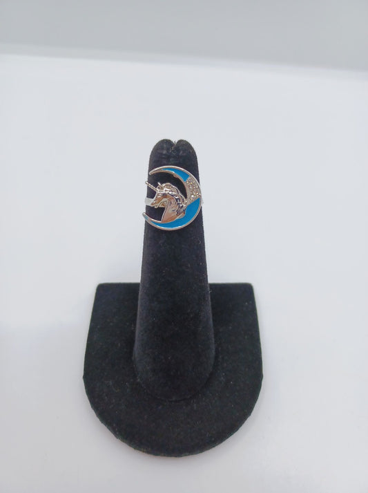 Blue Moon Unicorn Ring w/ Rhinestones