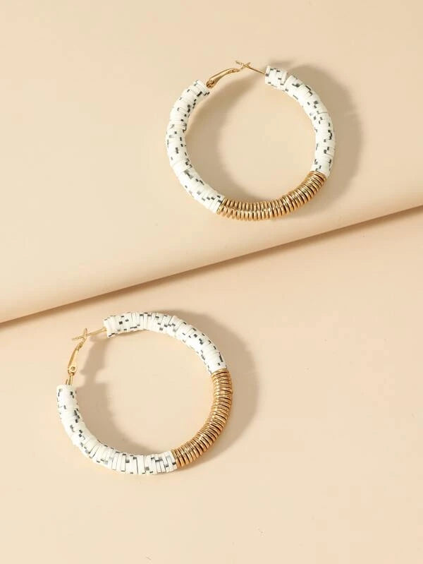 Clay Disc Style Hoop Earrings