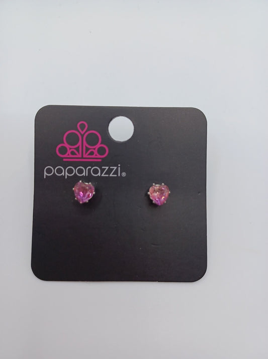 Light Pink Rhinestone Heart Earrings