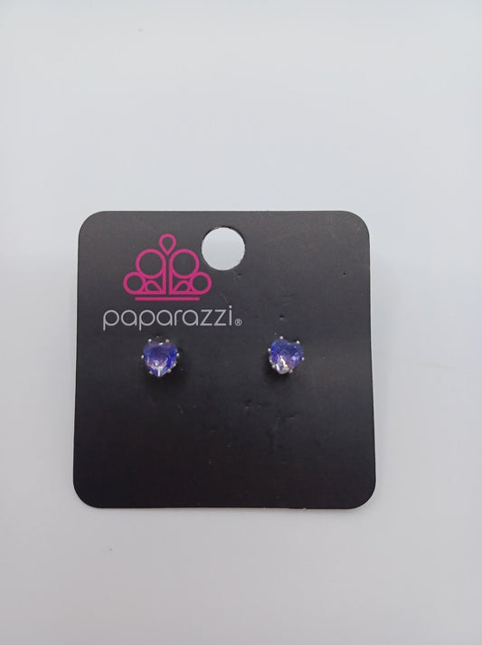 Purple Rhinestone Heart Earrings