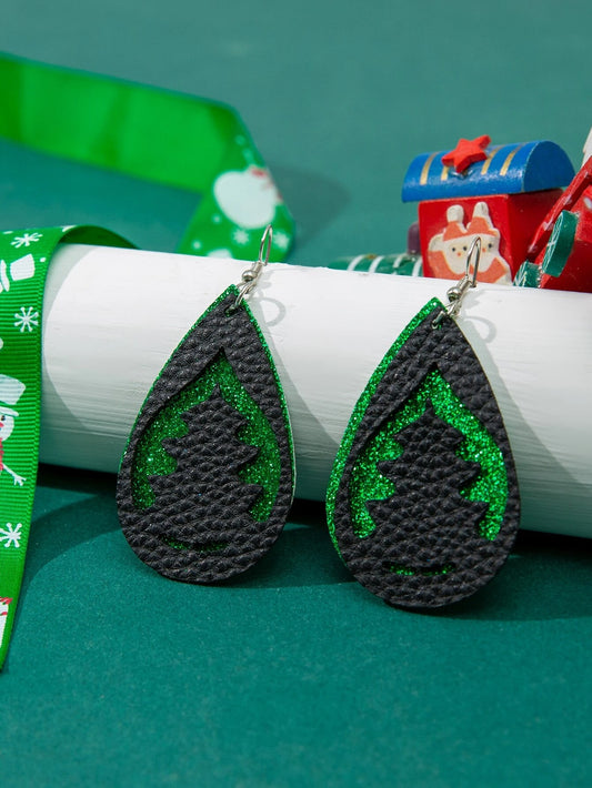 Double Layered Christmas Tree Earrings
