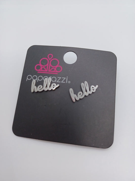 Silver "Hello" Earrings