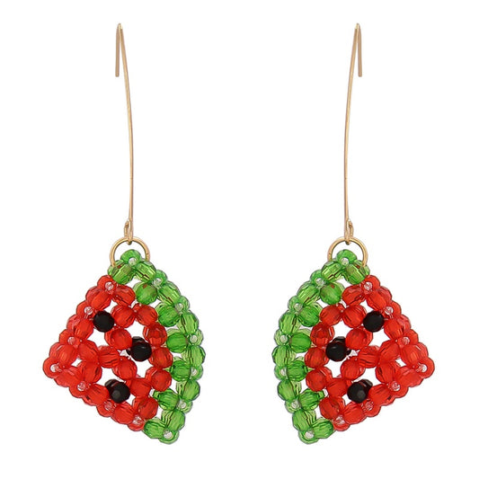 Watermelon Beaded Drop Earrings