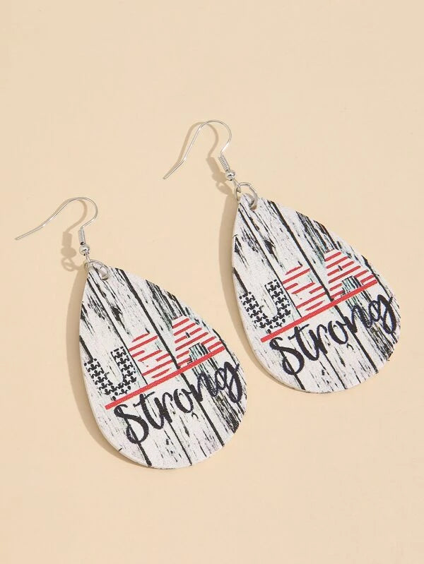 USA Strong Leather Style Earrings