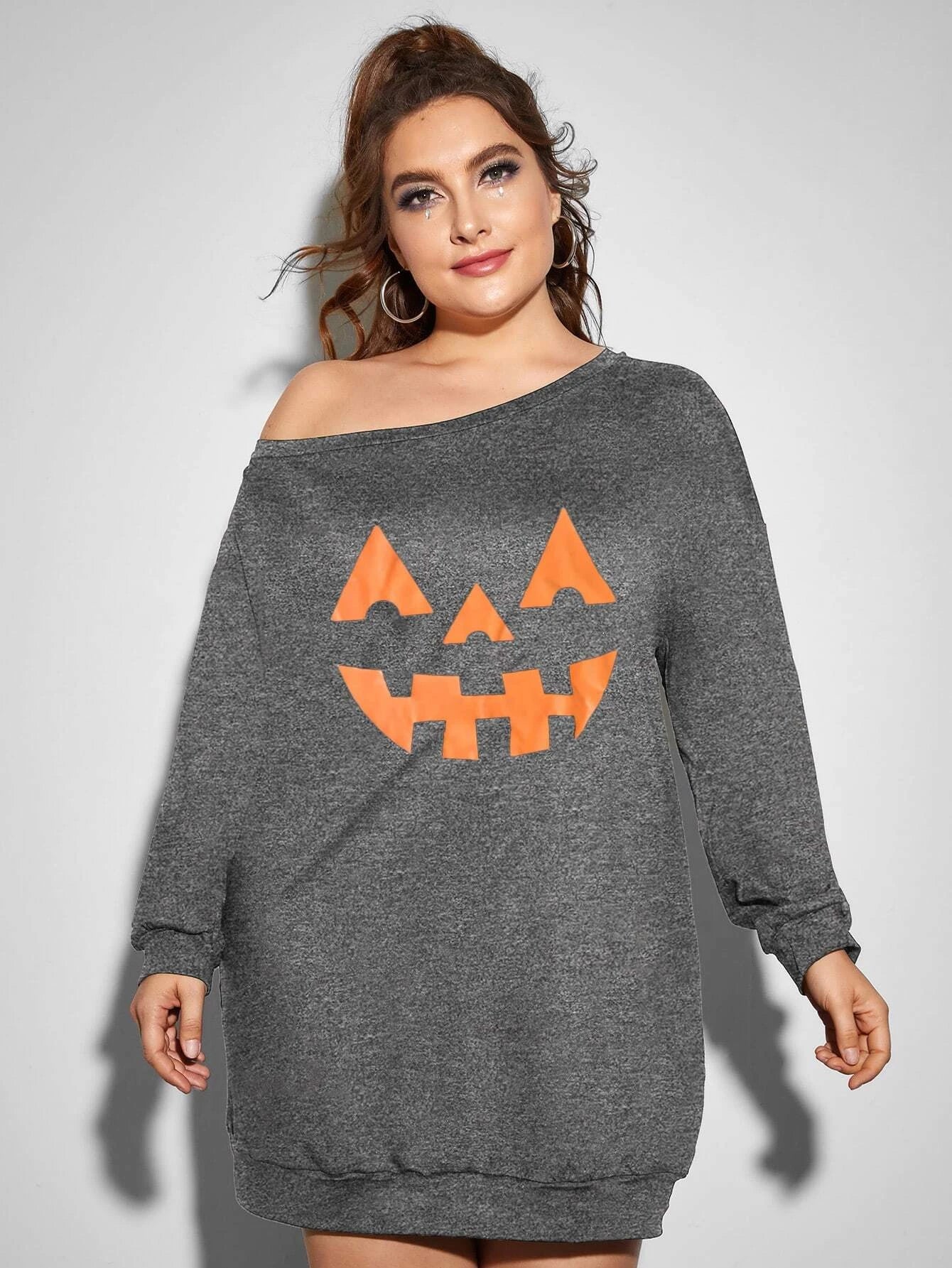 Grey Jack O' Lantern Sweater Dress