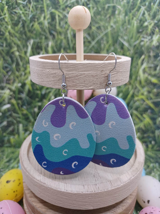 Purple, Blue, & Green Easter Egg Earrings