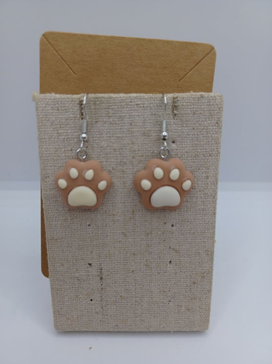 Brown & Tan Paw Print Earrings