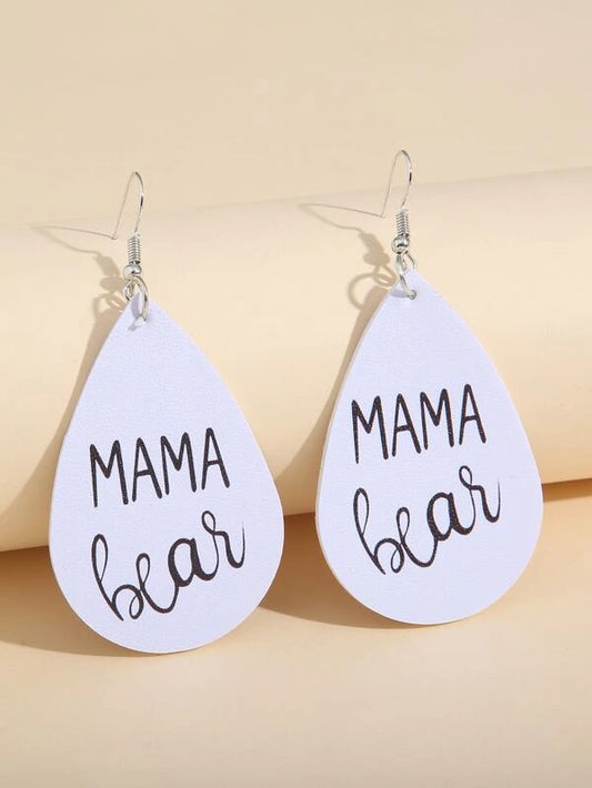 Mama Bear Leather Style Earrings