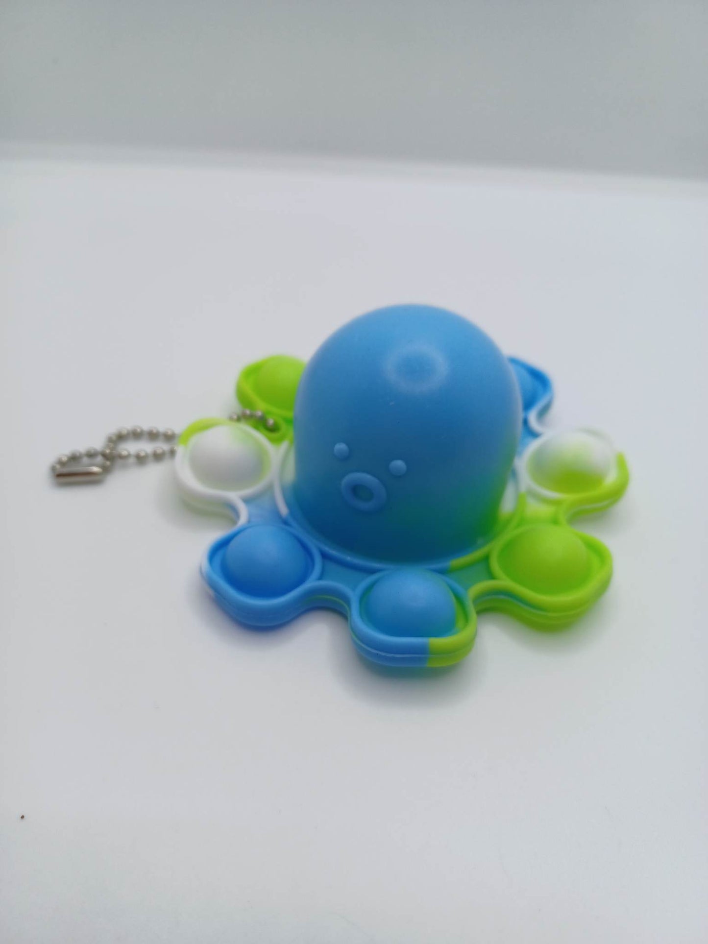 Blue w/ Green & White Octopus Pop-it Keychain