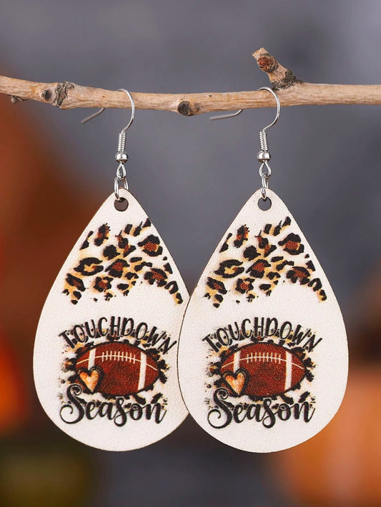 Leopard "Touchdown Season" Football Earrings