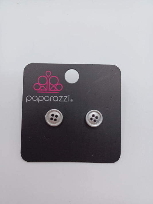 Silver Button Earrings