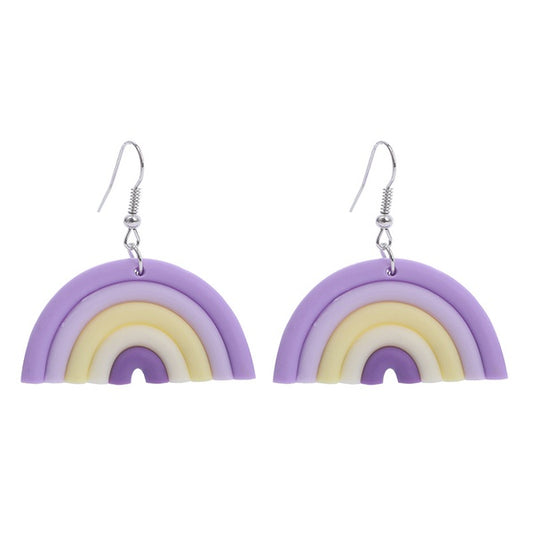 Purple & Yellow Acrylic Rainbow Earrings
