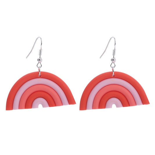 Pink Acrylic Rainbow Earrings