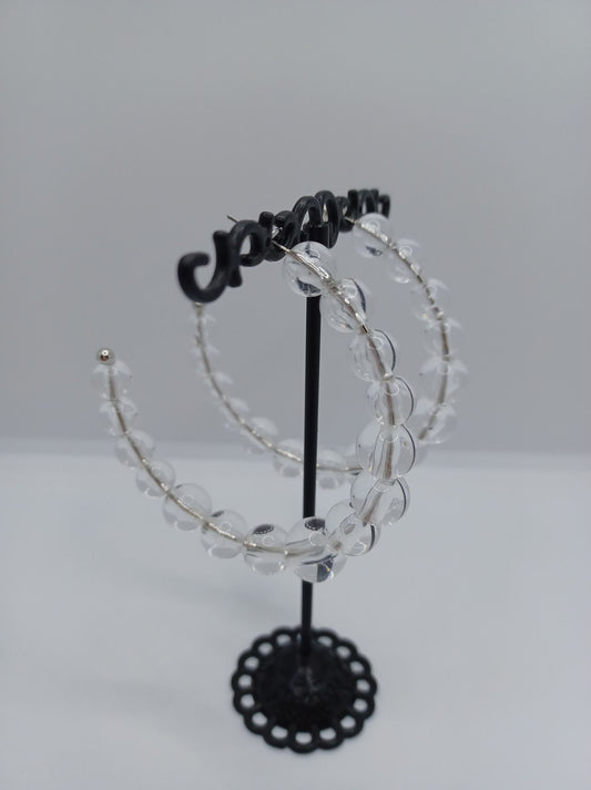 Clear Acrylic Beaded Hoop Earrings